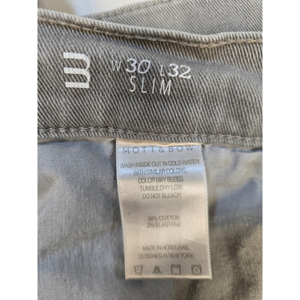 Mott & Bow Mercer Slim Fit Jeans Mens 30x32 Light Grey Stretch Denim Pants - Picture 4 of 16